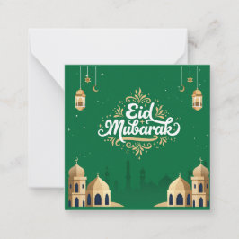 Süße Eid Mubarak-Grüße in Grün Mitteilungskarte