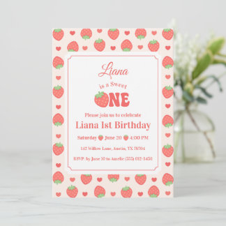 Süße Eine Erdbeermädchen 1. Geburtstagsfeier Einladung