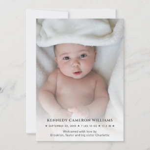 Süße einfache benutzerdefinierte Foto-Hallo-Baby-N Ankündigung