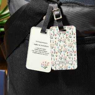 Süße einfache botanische rosa blaue Blume floral Gepäckanhänger