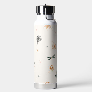 Süße einfache Libellen und Blumen Trinkflasche