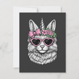 Süße Einhorn-Herz-Sonnenbrille – Lustige Blumenkro RSVP Karte