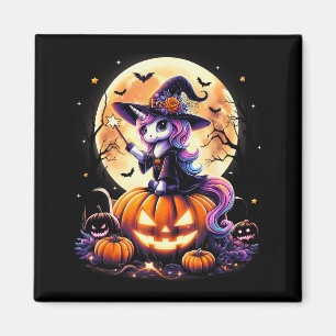 Süße Einhorn Hexe Kürbis Halloween Shirts Mädchen  Magnet