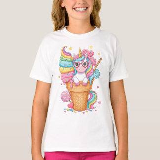 Süße Einhorn-in-Eiscreme-Kegel-Illustration T-Shirt