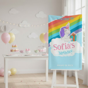 Süße Einhorn Regenbogen Geburtstags-Willkommensban Banner