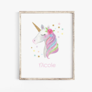 Süße Einhorn-Schlafzimmer-Wandaufkleber Baby Mädch Poster