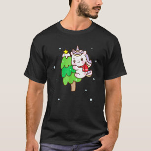 Süße Einhorn-Weihnachts-Pyjama für Mädchen Frauen T-Shirt