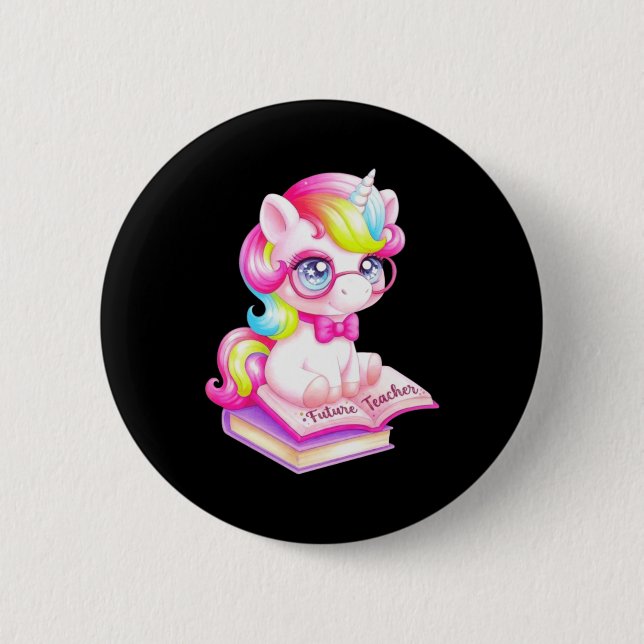 Süße Einhorn-Zukunftslehrerin Klassenzimmer Button (Vorderseite)