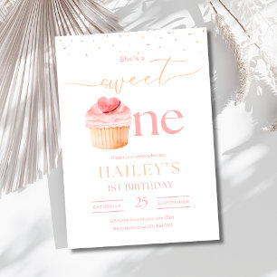 Süße Einladung zum ersten Geburtstag Cupcake