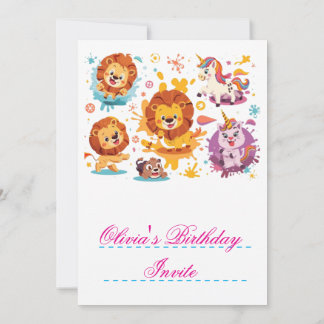 Süße Einladung zum Geburtstag mit Tierdesign