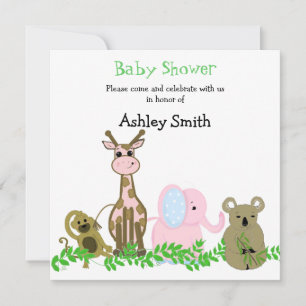 Süße Einladung zur Babyparty mit niedlichen Tieren
