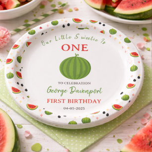 Süße Eins in einer Melone Wassermelone 1. Geburtst Pappteller