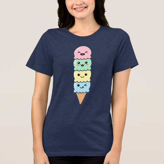 Süße Eis-Emotionen-Stack-Design Tri-Blend Shirt (Vorderseite)
