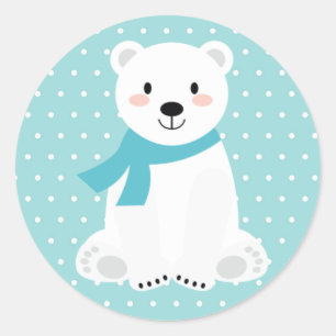 Süße Eisbär-Baby-Party Teal Aqua Türkis Runder Aufkleber