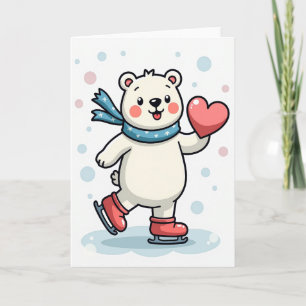 Süße Eisbär-Liebes-Schlittschuh-Karte Karte
