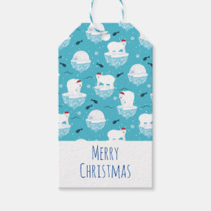 Süße Eisbären in Weihnachtsmannmützen Weihnachtsmu Geschenkanhänger
