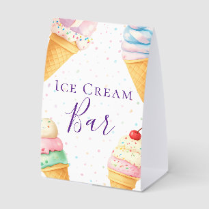 Süße Eiscreme-Bar-Baby-Shower-Streusel Tischaufsteller