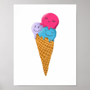 Süße Eiscreme-Kegel-Kinderzimmer-Kunst Poster