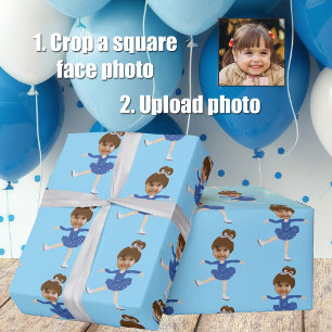 Süße Eislaufende Mädchen Individuelle Kinder Foto  Geschenkpapier