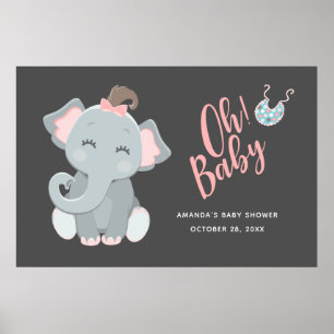 Süße Elefant Mädchen Babyparty Poster