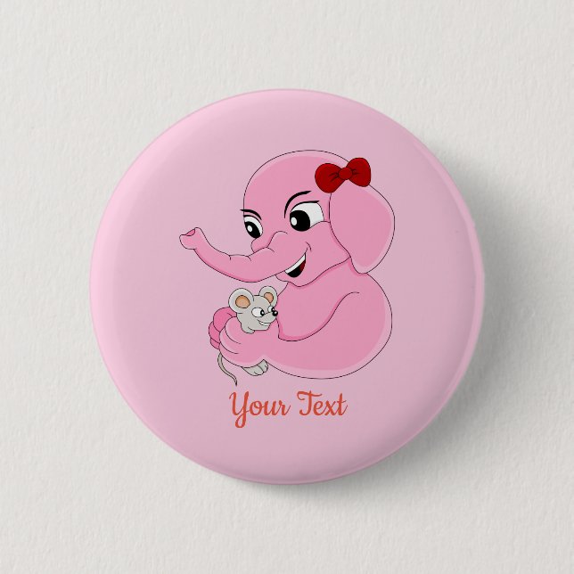 Süße Elefant Mädchen Cartoon-Taste Button (Vorderseite)