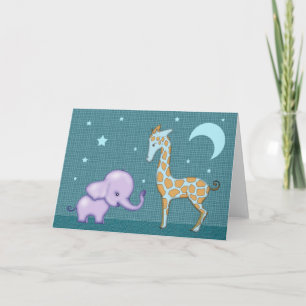 Süße Elefant und Giraffe Grußkarte Karte