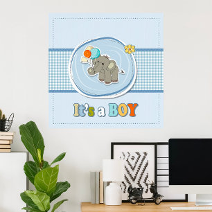 Süße Elefanten-Babyjungen-Ankündigung Poster
