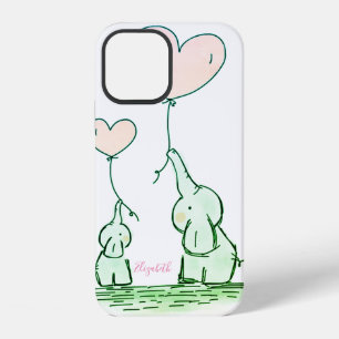 Süße Elefanten mit Luftballons - Personalisiertes iPhone 12 Hülle