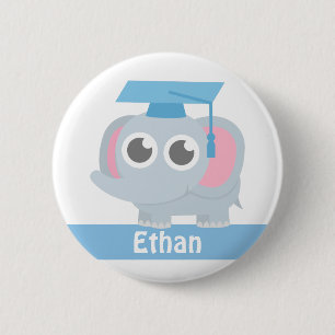 Süße Elefantenkinder Schulabschluss Namensbutton Button