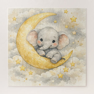 Süße Elefantenmond-Kinderzimmer-Kunst