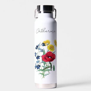 Süße elegante Mohnblaue Glockenblumen Gänseblümche Trinkflasche
