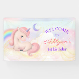 Süße elegante rosa Einhorn Regenbogen Geburtstagsb Banner