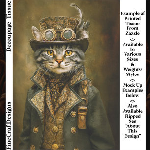 Süße elegante Steampunk-Hauskatze ET7R Decoupage Seidenpapier