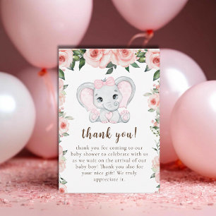 Süsse Elephant Blush Pink Bläserchen Girl Babydusc Dankeskarte