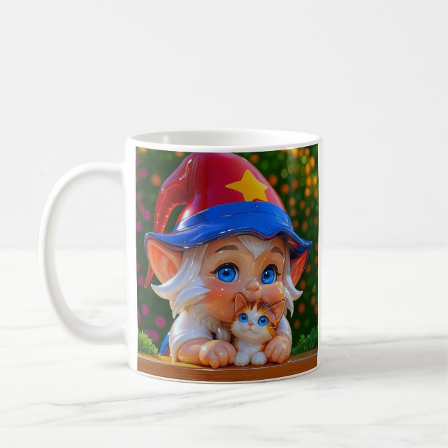 Süße Elf Katzen  Kaffeetasse (Links)