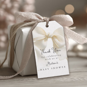 Süße Elfenbein-Koketten-Schleife Baby-Party Geschenkanhänger