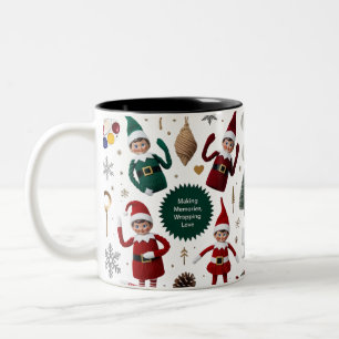 Süße Elfenpuppen - kreative Weihnachtscollage Zweifarbige Tasse