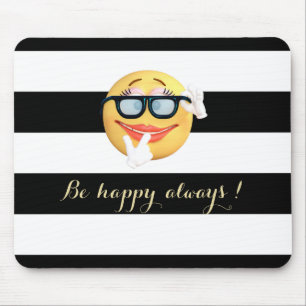 Süße Emoji-Gesichter, gestreift Mousepad
