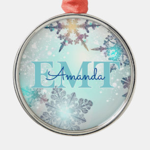 Süße EMT Eisblaue Schneeflocke personalisierter Na Ornament Aus Metall