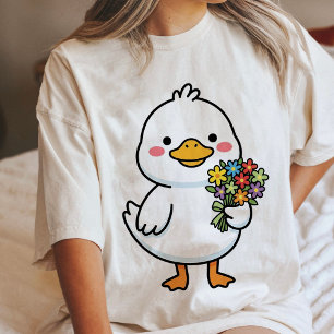 Süße Ente mit Blumenstrauß Kawaii Tri-Blend Shirt
