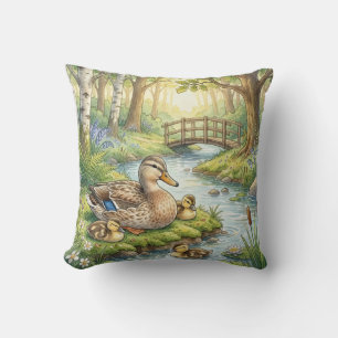 Süße Ente und Babys Fluss- und Seetiere Kissen