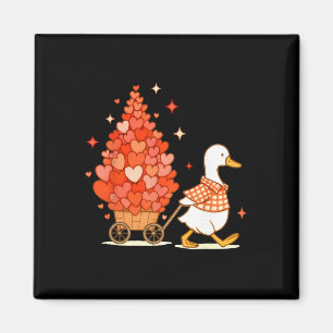 Süße Ente zieht Herzkarren Lustiges Valentinsgesch Magnet
