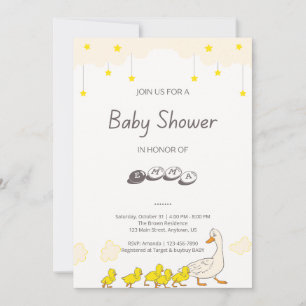 Süße Enten-Baby-Party-Illustration im minimalistis Einladung