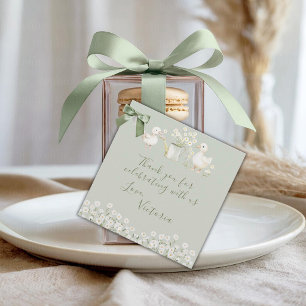 Süße Enten & Gänseblümchen Baby Shower Geschenkanhänger