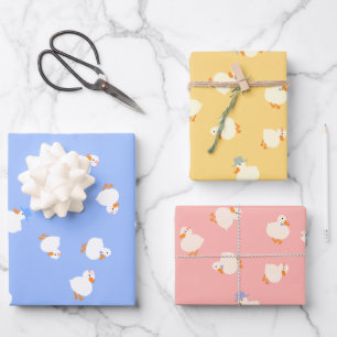 Süße Enten Set aus 3 Baby Shower Geschenkpapier Set