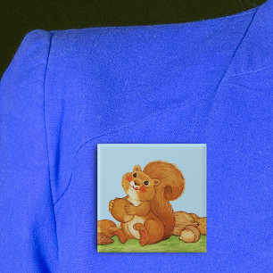 Süße entzückende Eichhörnchen-Nüsse Button