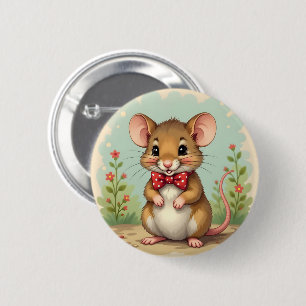 Süße entzückende kleine Maus mit Krawatte Button
