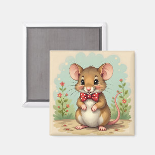 Süße entzückende kleine Maus mit Krawatte Magnet
