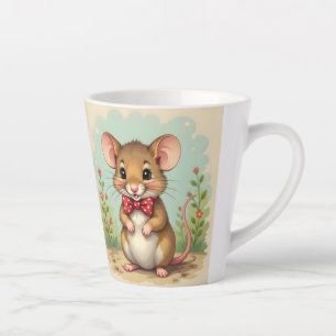 Süße entzückende kleine Maus mit Krawatte Milchtasse