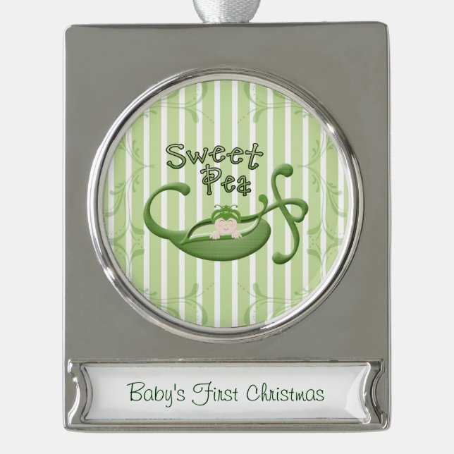 Süße Erbse Banner-Ornament Silber (Vorderseite)